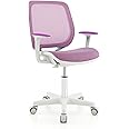 Costzon Kids Desk Chair, Height Adjustable Children Study Computer Chair with Armrests, Sit-Brake Casters, Swivel Mesh Task Chair for Boys Girls Teens Students, Kids Chair for Home, Office (Purple)