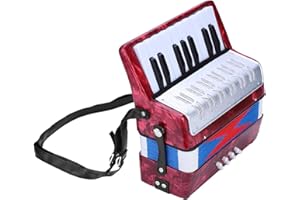 JTLB 17 Key 8 Bass Accordion, Piano Musical Instrument for Beginning Students, Ideal for Music Lovers (Red)