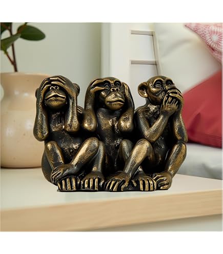 TOPBATHY 2pièces Ornement De Bureau Laiton Pur Statue des Trois Singes Sages Décoration Vintage pour Maison Et Bureau