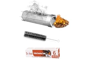 Smoke Tube for Pellet Smoker SROKIO 6 Inch Smoker Tube BBQ Stainless Steel for Pellet Smoker Hot or Cold Smoker Accessories, with Brush