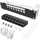 Enmane 8 Port Patch Panel Cat6 Keystone Coupler Unshielded (EC Listed) Wall Mount 10inch with 89D Bracket Ethernet Patch Panel (CAT6)