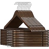 ABHENG 20 Pack Wooden Coat Hangers, 360° Swivel Hook, Suit Hangers with Anti-Slip Notches, for Jackets, Shirts, Dress, Dark Walnut, UAWY0520H