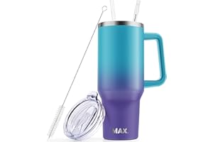 MaxBase 40 oz Tumbler with Handle and Straw Lid, Insulated Reusable Stainless Steel Travel Mug Keeps Drinks Cold up to 34 Hours, 100% Leakproof Bottle for Water, Iced Tea or Coffee, Smoothie and More
