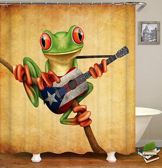 Funny Frog Shower Curtain Cute Frog Wearing Glasses Theme Fabric Kids Bathroom Family Decor Sets With Hooks Waterproof Washable 72 X 72 Inches Green Black And White Clubcomercio Com Br
