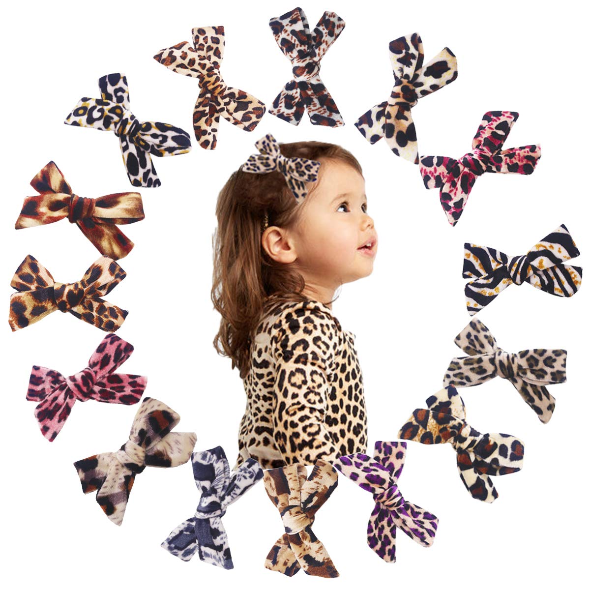leopard hair bow for babies
