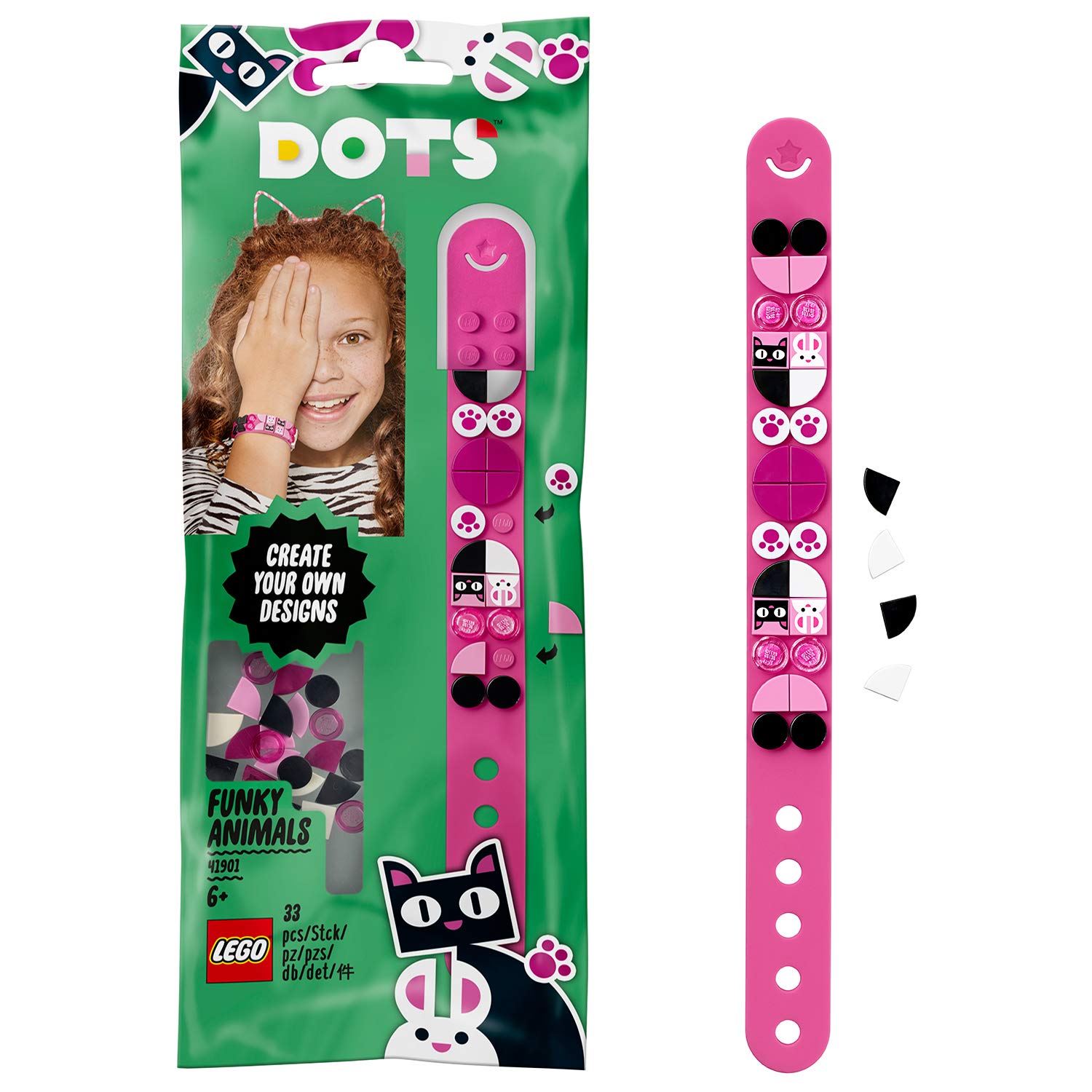 LEGO 41901 DOTS Funky Animals Bracelet DIY Jewellery Beads Set, Art and Craft for Kids