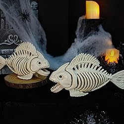 NEROSUN Halloween Fish Skeleton Decorations, 3 Pack