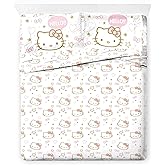 Jay Franco Sheet Set with Fitted, Flat Sheets & Pillow Cover - Ultra-Soft Bedding with Pillowcase for Room Decor, Pink - Hello Kitty, 4 Piece Queen