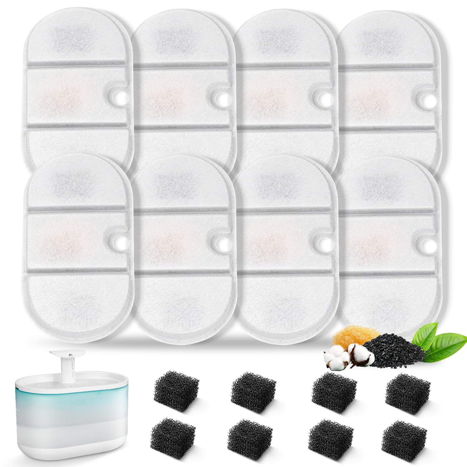 Photo 1 of VinDox 16 Packs Replacement Cat Water Fountain Filters Compatible with PETLIBRO Capsule Pet Water Fountain: PLWF002,71oz/2.1L Ultra Quiet-BPA-Free, Two Flow Modes Pet Dispenser