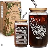 Scorpio Zodiac Beer 16oz Can Glass Cup Constellation Christmas Gift for November Birthday Women Girls Friend Sister, Scorpio Constellation Sign Star Drinking Jar for 12 Astrology Lovers with Gift Box