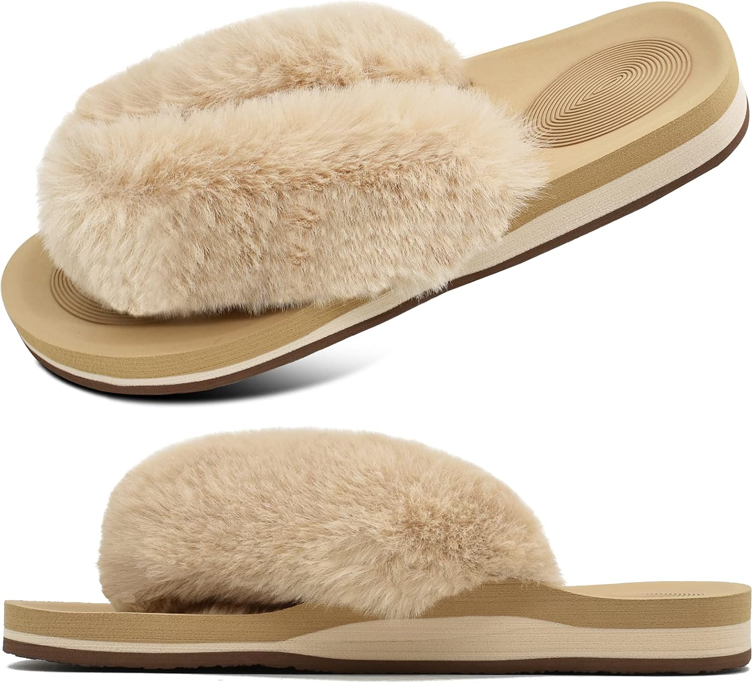 Amazon.com: COFACE Womens Fuzzy Flip Flops Faux Fur House Thong Sandals Ladies Soft Yoga Mat 