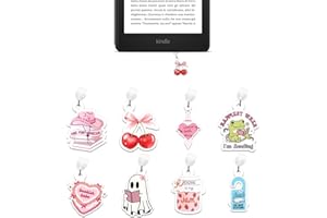 CUDDLEJUNK Dust Plug Charm for E-Reader, 8 Pack Book Lover Theme Charms for Kindle,Cute Type C/USB C Dust Plug,Gift for Book Lover Readers