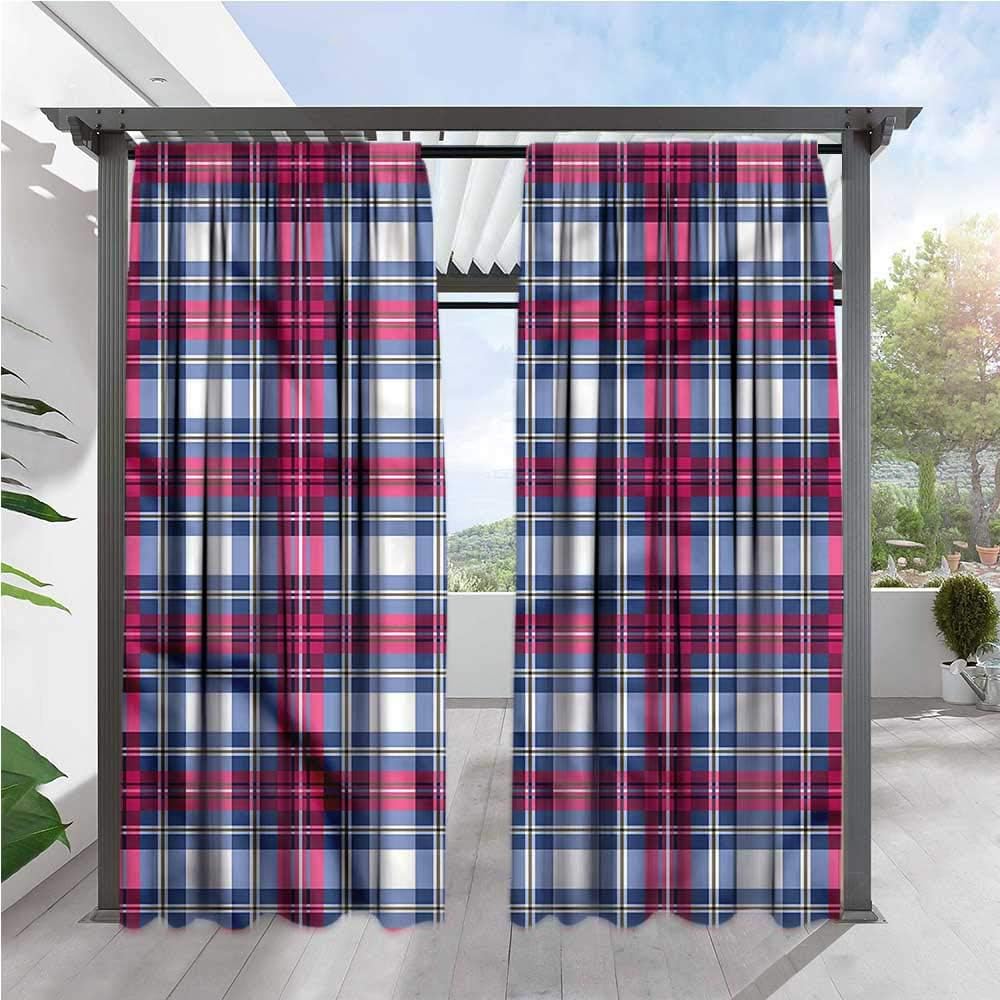 Amazon Com Marilds Plaid Window Curtains Pink And Blue Tartan