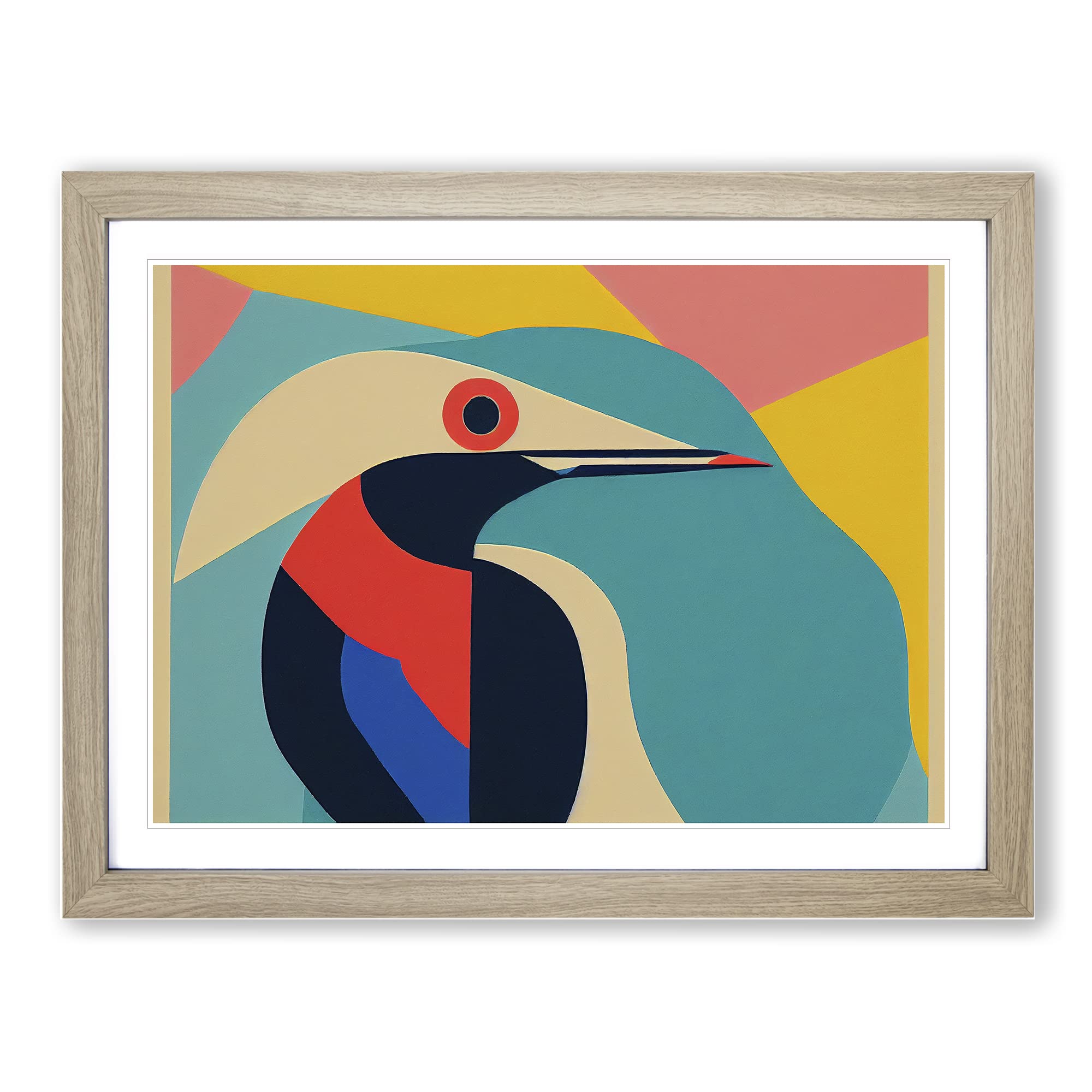 Abstract Kingfisher Bird Vol.2 Framed Print | A4 Oak Framed Wall Art | Ready to Hang | Abstract Fantasy Picture | Living Room Bedroom Lounge Office