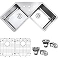 Ruvati Undermount Corner Butterfly Kitchen Sink 16 Gauge 44 inch Double Bowl Stainless Steel - RVH8400