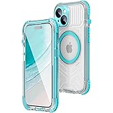 WIFORT for iPhone 15 Waterproof Case, [IP68 Underwater Dustproof][Built-in Screen][15FT Military Shockproof], 360 Full Body Sealed Protection Cover Magnetic Frosted Phone Case, 6.1" Teal