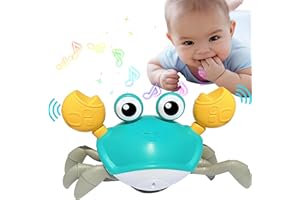 JKGIFTS Baby Toys Crawling Musical Crab: Infant Tummy Time Toys 6-12 12-18 Months, Light-up Walking Sensory Induction Crabs, Interactive Toddler Christmas Easter Birthday Gift for 1 2 3+ Year Old Boys Girls