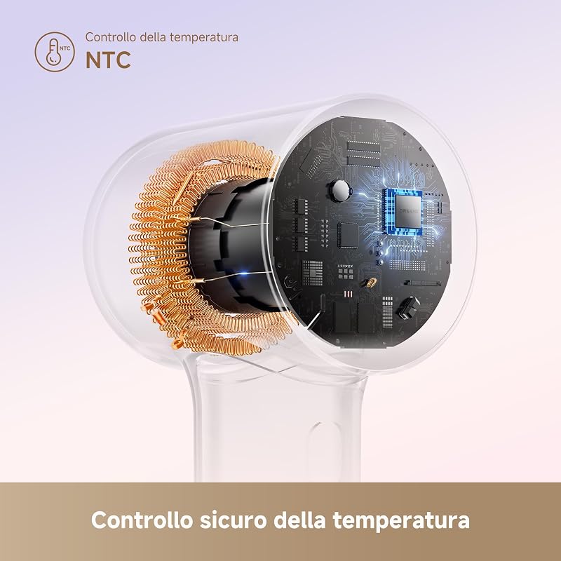 Mini, Phon Capelli Leggero (270 g), Asciugatura Rapida, Bianco