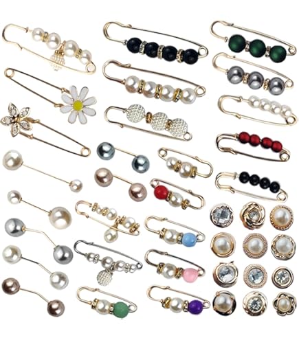 46 Broches Et Pins Perles Pour Femme - Épingles Décoratives Pour Vêtements Et DIY