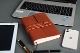 KomalC Handmade Leather Journal 8 x 6 Distressed Tan Buffalo Leather view 3