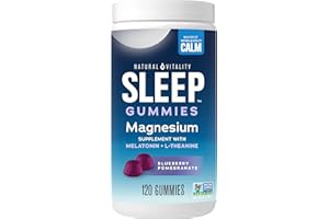 Natural Vitality SLEEP Gummies, Magnesium Supplement With Melatonin and L-Theanine, Vegan, Gluten Free, Helps the Body Ease Into Sleep, Blueberry Pomegranate 120 Count