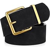 WERFORU Women Wide Belt for Dresses Thick Leather Belt with Big Gold Buckle Fahion Women Chunky Belt