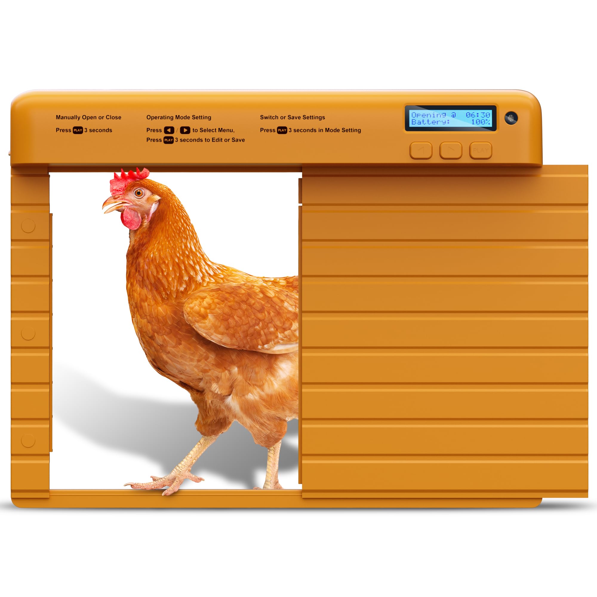 Photo 1 of Automatic Chicken Coop Door Battery Powered, Chicken Door with Timer & Light Sensor, Chicken Coop Door with Anti-Pinch Feature
