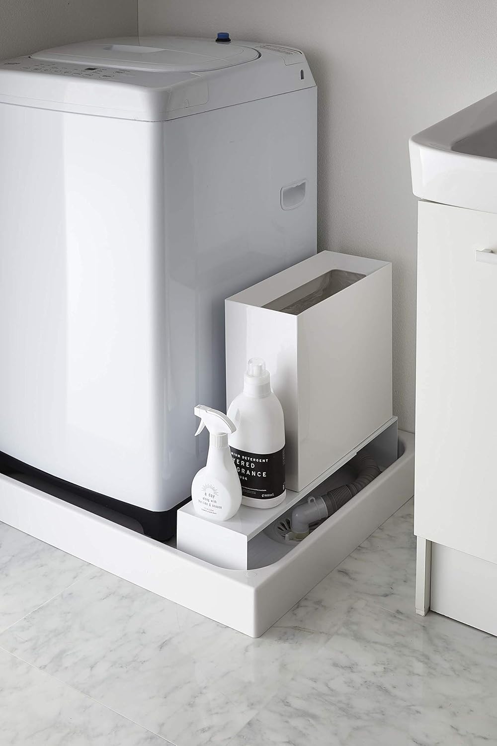 Amazon Co Jp 山崎実業 Yamazaki 伸縮 洗濯機排水口上ラック ホワイト 約37 64x15x12cm タワー 4338 ホーム キッチン