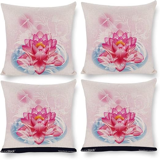 Amazon Com Lotus Flower Pillow Covers 24 X 24 Set Of 4 Farmhouse
