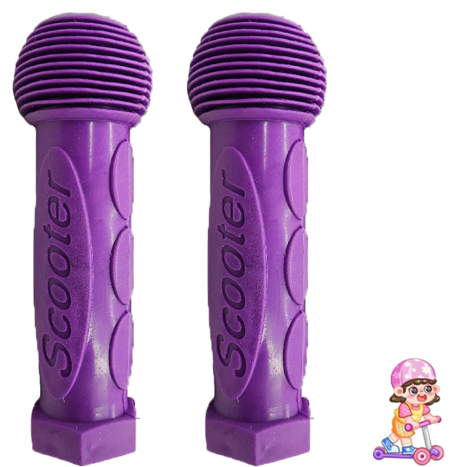 Micro Scooter Handles, Micro Scooter Handles Grips, Deluxe Non-Slip Replacement Rubber Hand Grip for Kids Bike Scooter Push Bike Mountain Bike Tricycle Road Bike, Purple