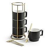 Miamolo Stackable Coffee Mugs with Stand, 11oz