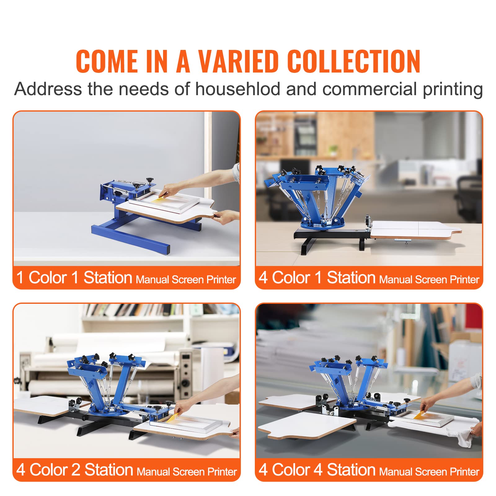 VEVOR Screen Printing Machine, 1 Color 1 Station Silk Screen Printing Press, 21.2x17.7in / 54x45cm Screen Printing Press, Double-Layer Positioning Pallet, Adjustable Tension for T-Shirt DIY Printing