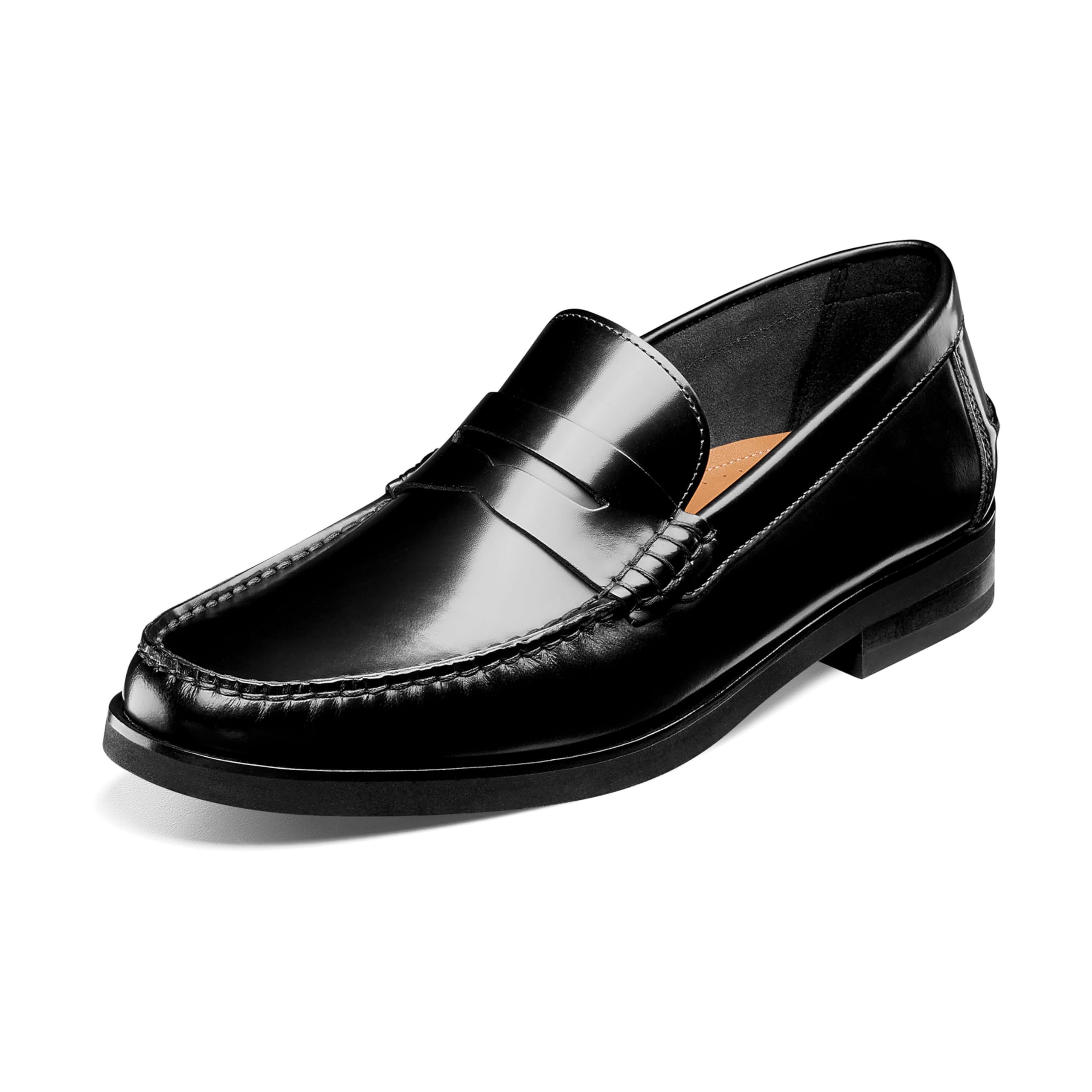 Florsheim Men’s Brisbane Flex Moc Toe Penny Loafer, Black Smooth, 11 Narrow