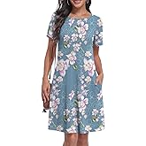 Yincro Women's Summer Casual Dresses 2026 Short Sleeve Knee-Length Dress with Pockets