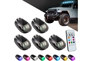GSOWO 5PCS Wireless Solar Cab Lights for Truck, No Drill Type-C Charging Cab Roof Top Marker Lights, 8-Colors LED Marker Ligh