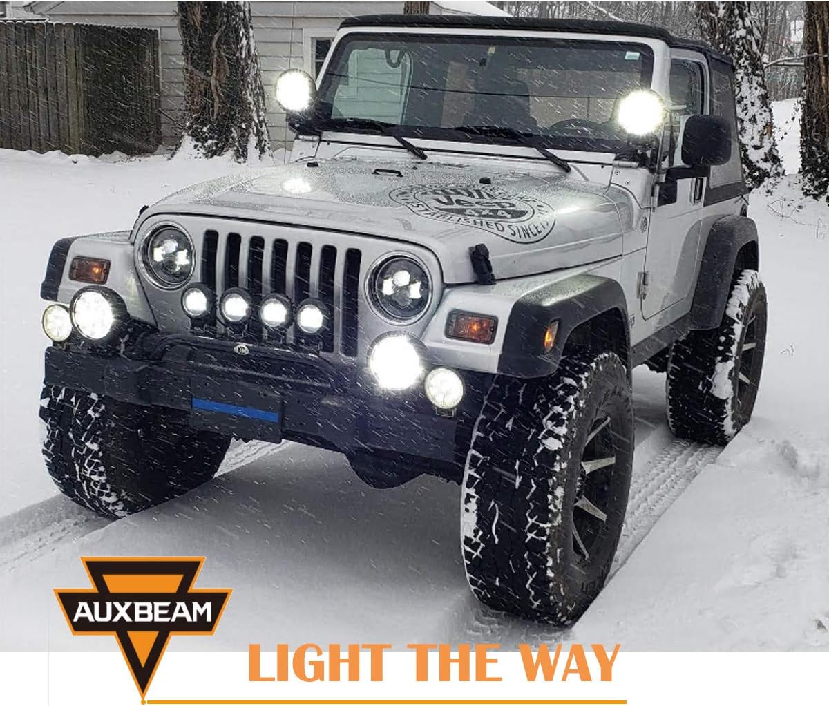 Auxbeam 2Pcs 7" LED Driving Light 80w Round LED Off-Road Light Bar 8000lm Combo Beams for Jeep ATV UTV Golf cart Lighting Trucks Pickup Ford f150 Work Light: Automotive