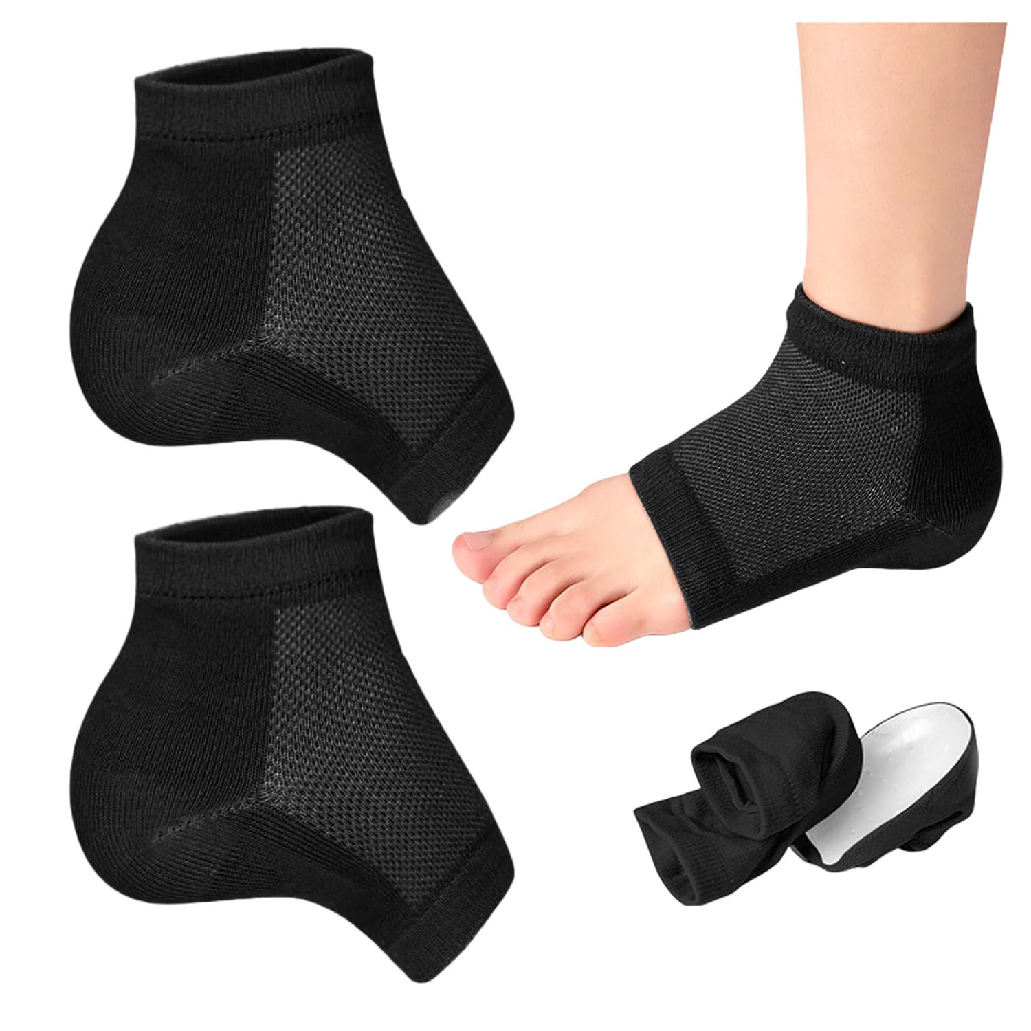 CYNOSURETECH Non-slip Breathable Heightening Socks, Bionic Invisible Thickened Sports Socks for Men and Women (Black)