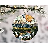 Grand Teton National Park Stained Glass Look Ornament - National Parks Christmas Keepsake, Travel Souvenir, Ceramic Gift Printed on Both Sides