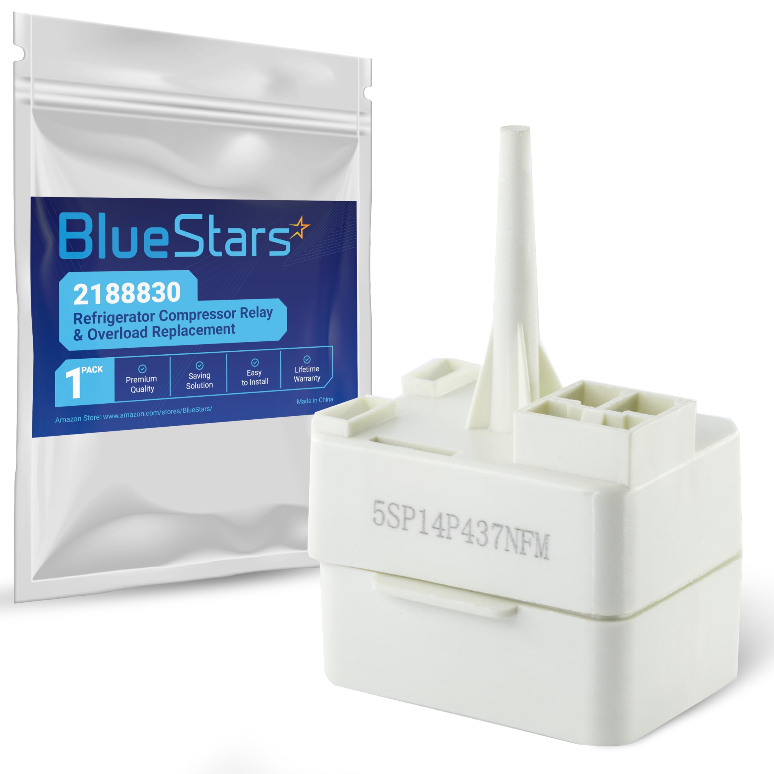 Photo 1 of BlueStars 2188830 Refrigerator Compressor Relay & Overload Replacement - Compatible with Whirlpool & Kenmore Refrigerators - Replaces 2220475 PS993073 2188829 1177466