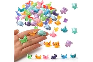 IHFAIO 56PCs Mini Resin Animals, Turtles Lizard Axolotls, Mini Resin Figures to Hide Around The Office Home Garden Dollhouse