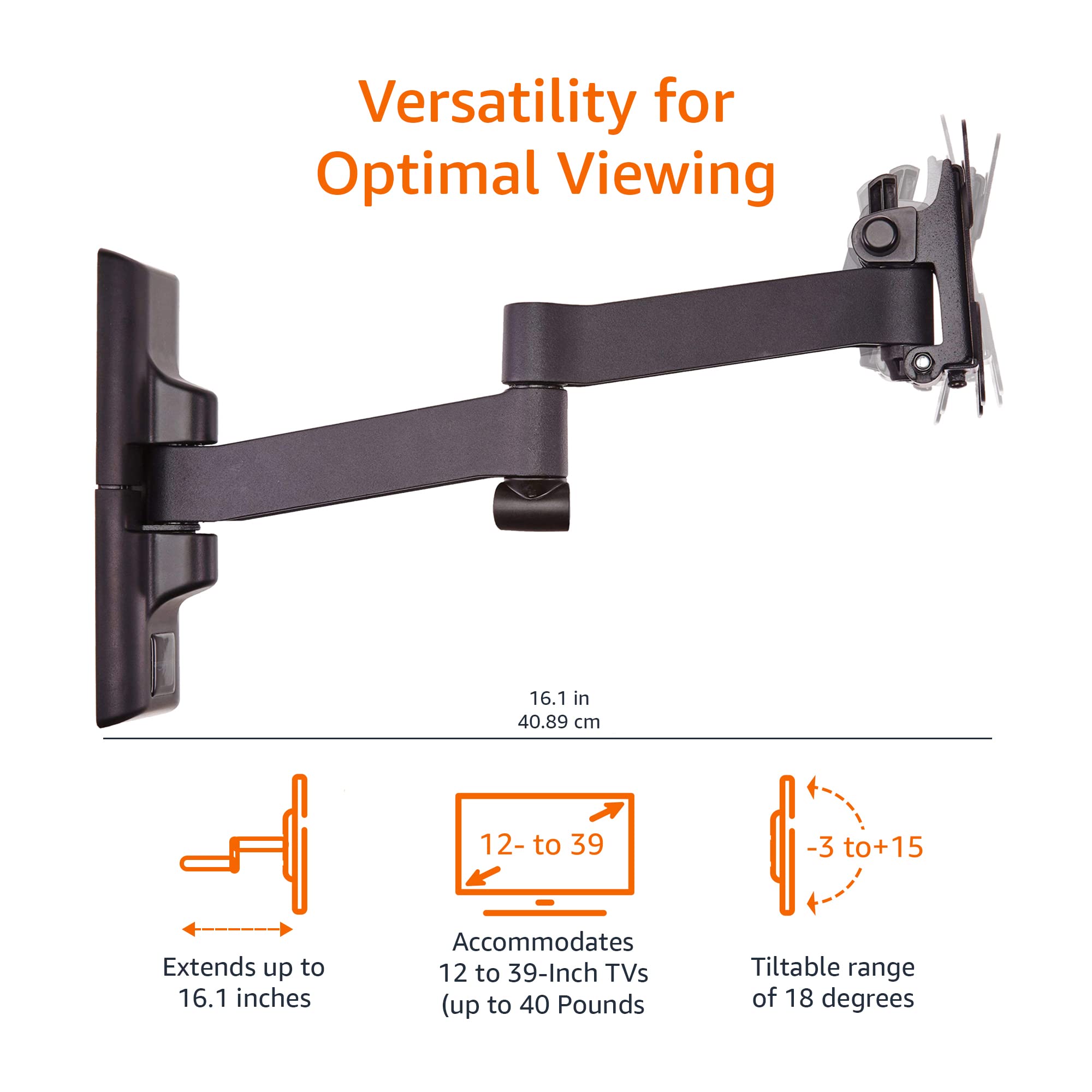 Amazon Basics Full Motion ArticulatingArm TV Wall Mount for 1239 Inch