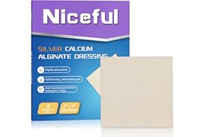 Niceful Silver Calcium Wound Dressing 4X4, HSA FSA Eligible, Highly Absorbent Ag Silver Calcium Alginate Wound Dressing Pads Soft, 5 Pcs
