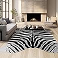 Guyi Rare Large Zebra Rug 10x8 ft Premium Cowhide Rugs for Bedroom Living Room Dining Room Brown Animal Rugs Cow Print Non Slip Cow Area Rugs