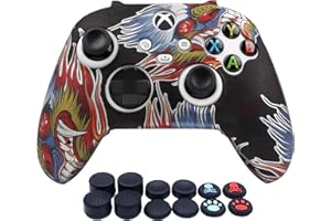 RALAN Dragon Design Controller Skin for Xbox Series, Anti-Slip Silicone Controllers Cover Protector Case Compatible with Xbox Series S/X.(4 Cat Caps and 8 Black Pro Thumb Grip)