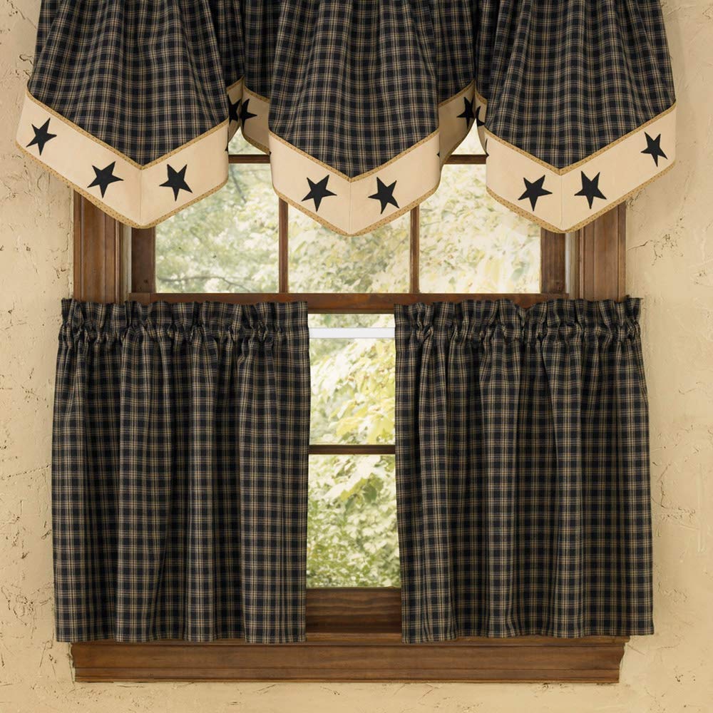 Curtains Drapes Valances Sturbridge Black Plaid Valance 72 X 14