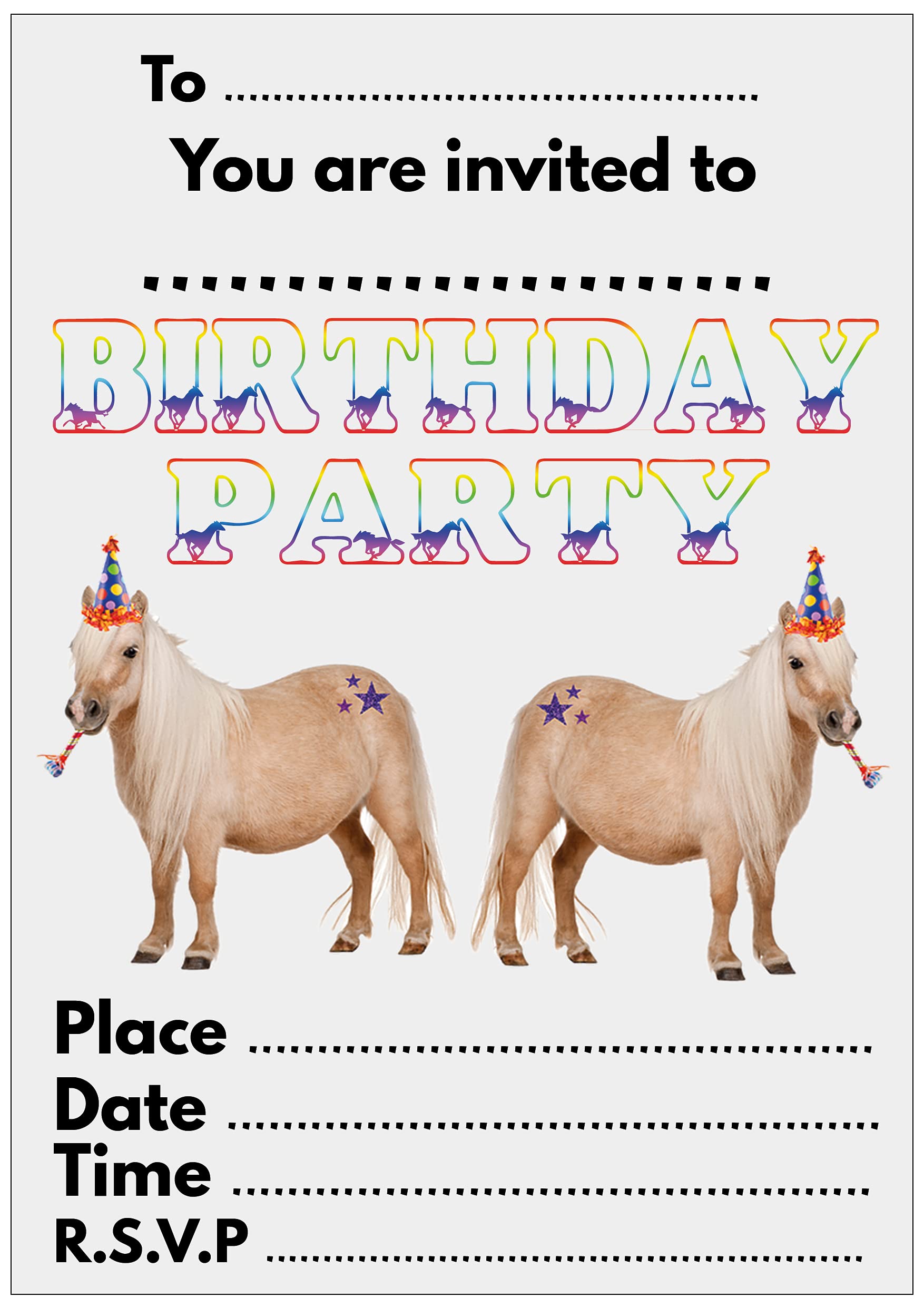 AK Giftshop Pony Horse Party Invites & Coloured Envelopes Birthday Invitations (20 Pack)