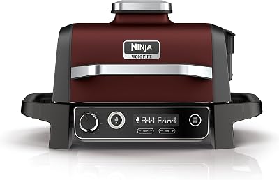 Ninja Woodfire Outdoor Grill Smoker Air Fryer 7 Functions Red/Black