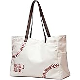 YHSHYZH Canvas Tote Bag for Women, Embroidery Baseball Mom Bag, Baseball Mom Accessories, Sports Team Must Have, Baseball Gifts, Baseball-Specific Daily Use for Games, Travel, Gym(X-large white) …