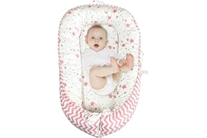 PICKMERA Baby Nests Baby Lounger For Newborn, Snuggle Sleeping Baby Bassinet for 0-24M, Breathable Portable Co Sleeping Bed, Baby Essentials Adjustable Infant Soft Cotton Loungers for Home & Travel -Pink Star
