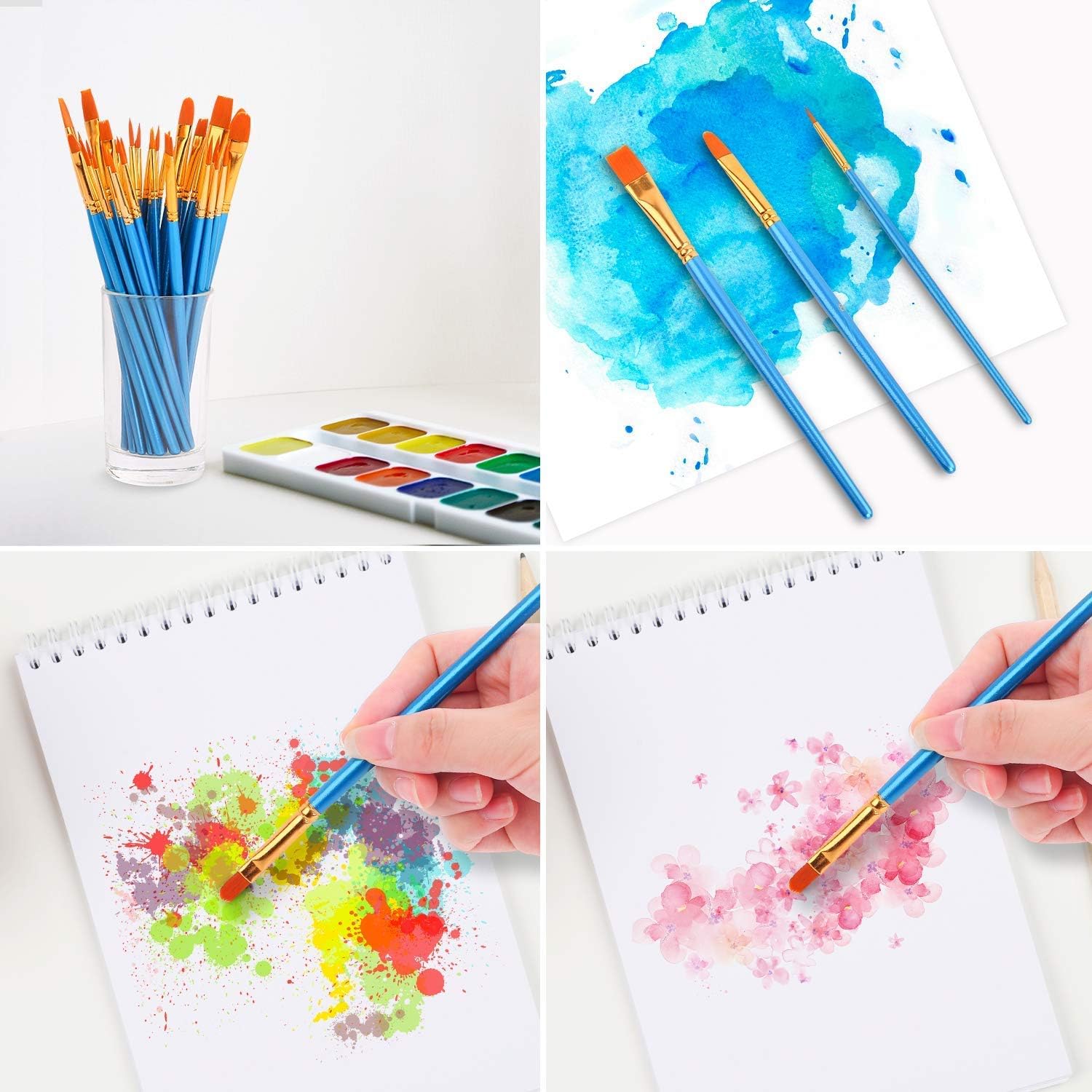 Soucolor Acrylic Paint Brushes Set, 20Pcs Artist Paintbrushes Paint Brushes for Acrylic Oil Watercolor, Canvas Body Face Rock Painting Kit, Fine Detail Miniature, Adult/Kids Arts Crafts Supplies